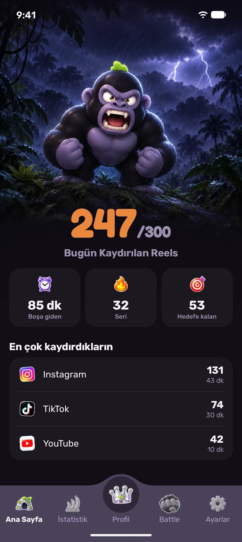 Silverback uygulama ekranları: Ana ekran